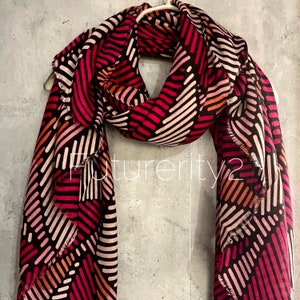 Symmetry Lines Pattern Pink Cotton Scarf/Summer Autumn Winter Scarf/Gifts For Her Birthday Christmas/Gifts For Mum/UK Seller