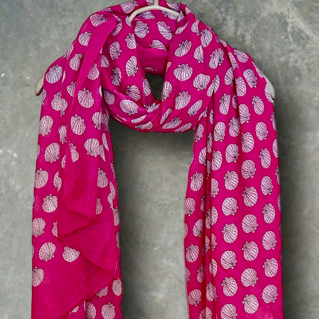 Seashell Scarf Pattern Fuchsia Pink Seashell Pattern Women's Scarf,versatile All-season ...