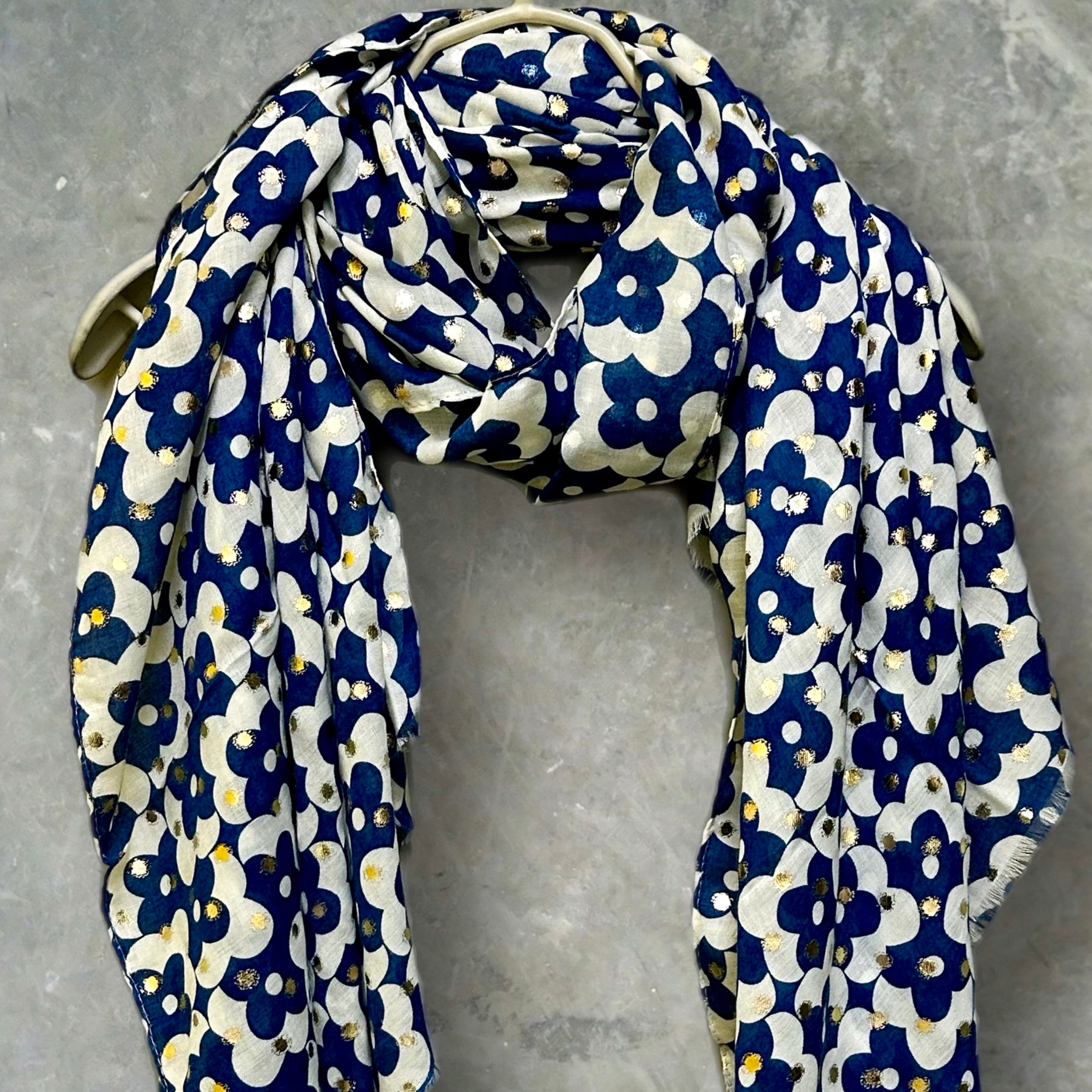 Navy Cream Scarf Etsy UK