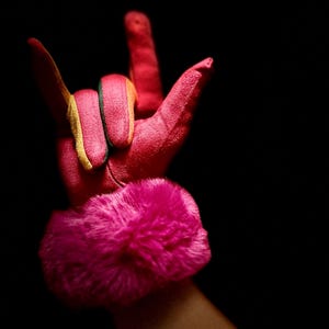 Fuchsia Pink Faux Suede Gloves with Faux Fur,Winter Gloves,Stretch Suede Fabric Women Gloves,Great Gifts for Mom,Her,Birthday and Christmas