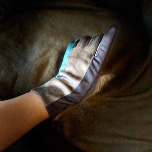 Der Tri-Color-Handschuh in Grau, Marine und Teal Blau für Frauen, Frauen-Handschuh, Winter-Handschuhe, Geschenke für Mutter, Sie, Geburtstag und Weihnachten