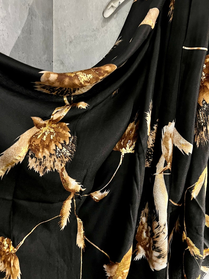Thistle Flowers Gold Dusk Black Cotton Scarf/Spring Summer Autumn Scarf/Scarf Women/Gift For Her Birthday Christmas/Gifts For Mum/UK Seller image 4