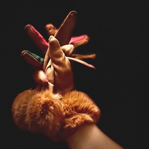 Brown Suede Gloves with Faux Fur,Winter Gloves,Stretch Suede Fabric Women Gloves,Great Gifts for Mom,Her,Birthday and Christmas
