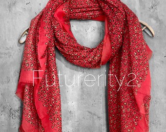 Small leopard Pattern Pink Cotton Scarf/Spring Summer Autumn Scarf/UK Seller/Scarf Women/Gifts For Mom/Gifts For Her Birthday/Christmas