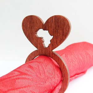 African Napkin Rings Wooden Africa Heart Wood Napkin Holder Handmade Table Decor Christmas Kwanzaa Afrocentric