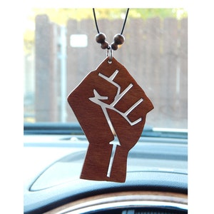 Fist Car Charm Wood Car Accessories Black Power Rear View Mirror Social Justice Pride Fight the Power BLM Black Lives Matter