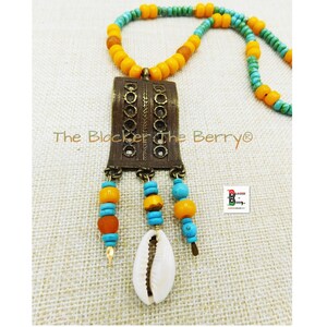 Women African Necklaces Beaded Jewelry Orange Turquoise Tribal Ethnic