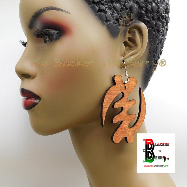 Gye Nyame Earrings Wooden African Jewelry Women Handmade Ghana Multiple Sizes Adinkra Afrocentric