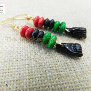 Fist Clip On Earrings Black Pan African RBG Non Pierced Gold Jewelry