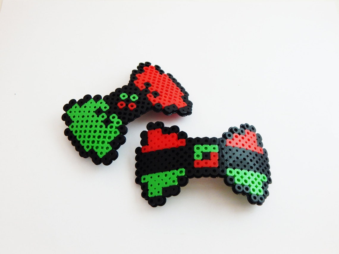 Girl Hair Clip Perler Beads Hair Barrette Hairbow Handmade Etsy