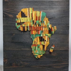 Large Africa Wall Art Kente Wood Fashion Statement Handmade Hand Painted Home Decor Office Business