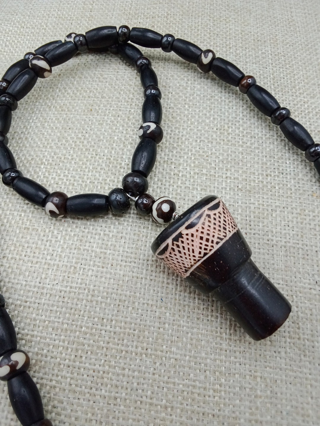 African Djembe Necklace Drum Jewelry Unisex Etsy