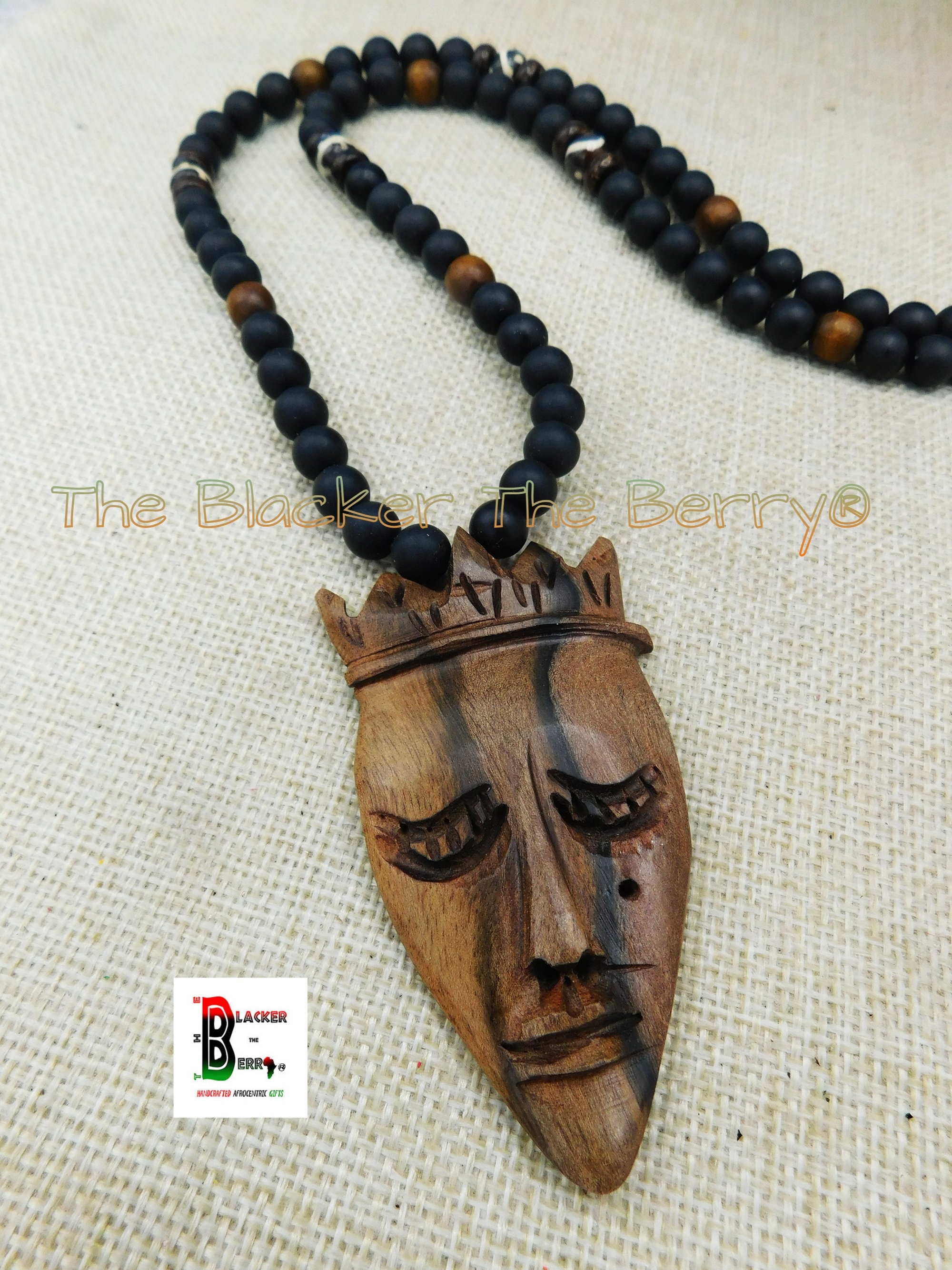 Wooden African Necklace Jewelry Beaded Ebony Wood Ethnic Men Etsy