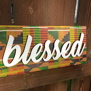 Kente Wood Art Blessed Africa Black Wood Home Decor Kwanzaa Christmas Gift Unique