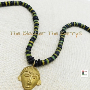 African Necklaces Black Yellow Green Jewelry Beaded Afrocentric Ethnic Handmade