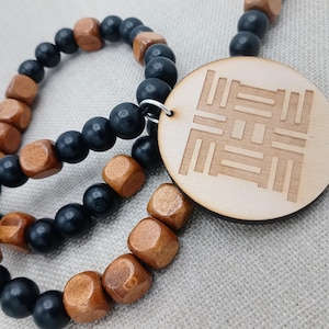Africa Sankofa Nea Onnim Necklace Men Adinkra Wood Black Handmade The Blacker the Berry Design Gift for Him