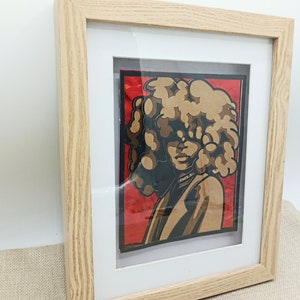 African Afro Woman Framed Wall Art Home Decor