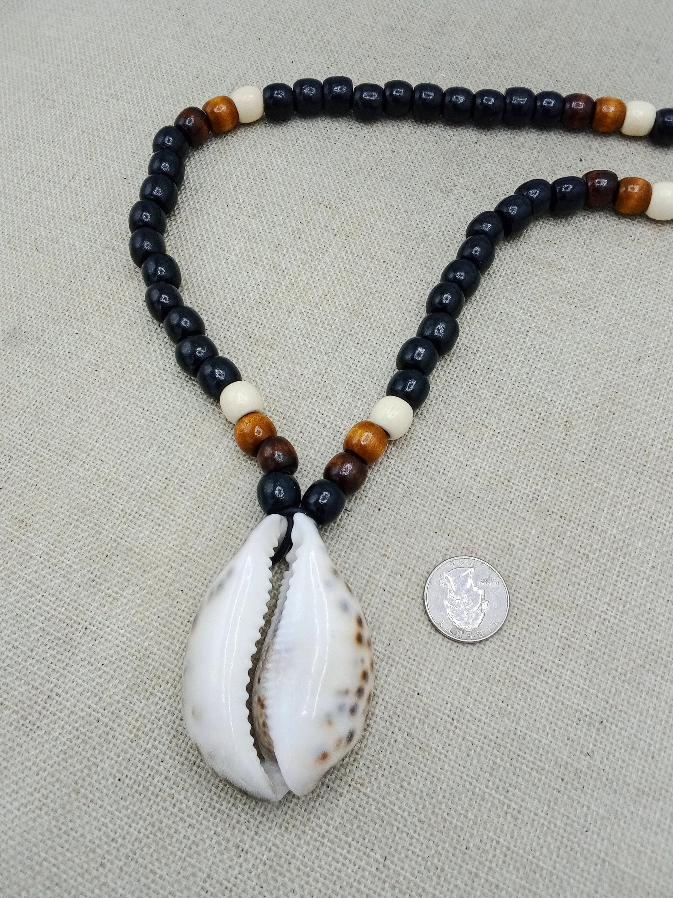 Large Cowrie Shell Necklace Beaded Men Jewelry Beaded Handmade Brown ...