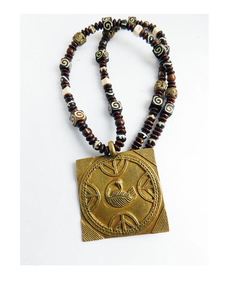 Sankofa Necklace Beaded Jewelry African Ethnic Men Gift Ideas for Him