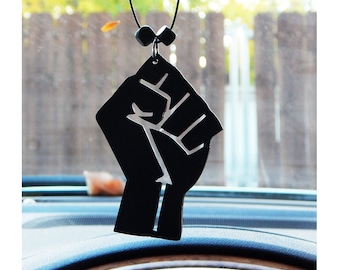 Fist Car Charm Wood Car Accessories Black Power Rear View Mirror Social Justice Pride Fight the Power BLM Black Lives Matter