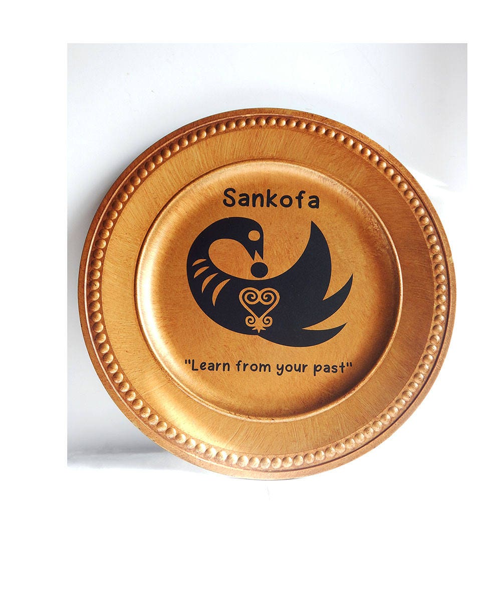 African Charger Plate Sankofa Gold Acrylic 13 inch Decorative Plate Kwanzaa Home Decor Round