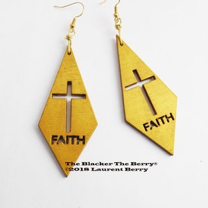 Pendientes de fe Joyas de madera doradas cristianas