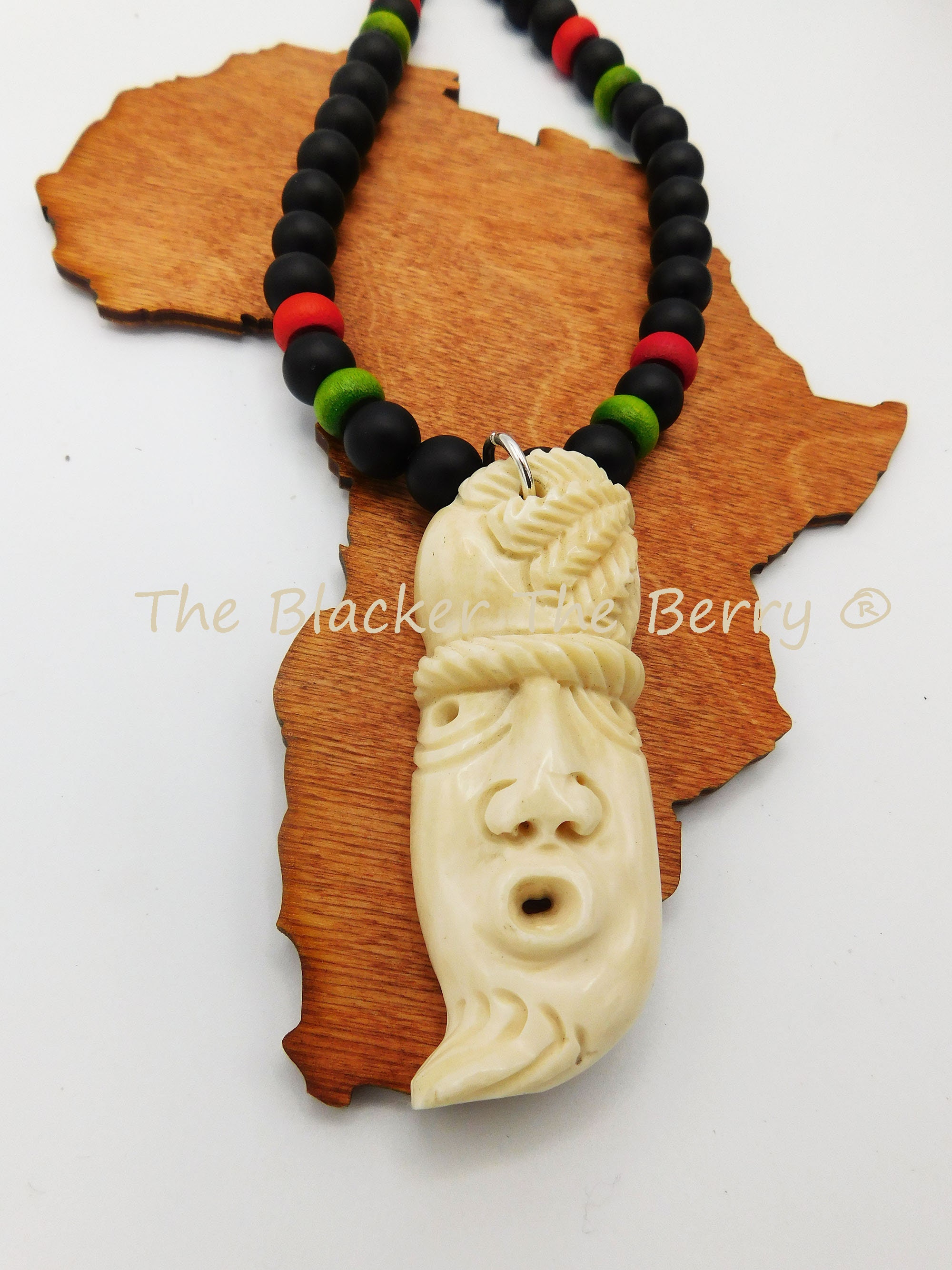 African Bone Necklace Black Beaded Jewelry Ethnic Afrocentric the ...