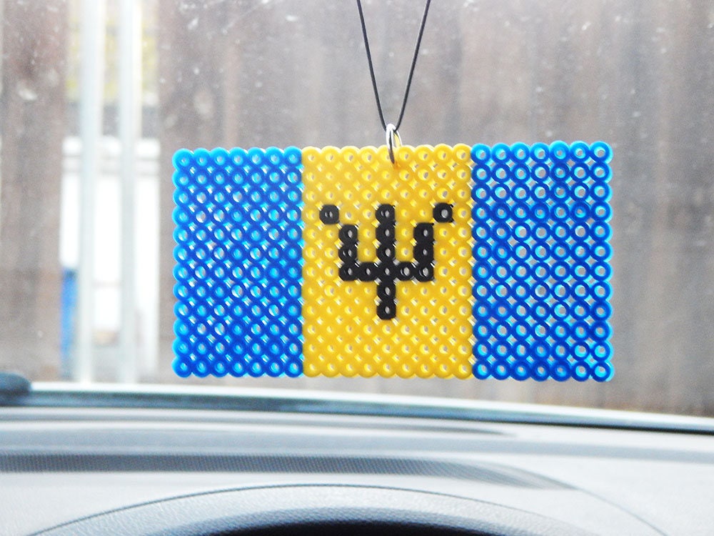Barbados Flag Car Charm Cute Car Accessories Rear View Mirror Accessory Car Decor Blue Yellow Black