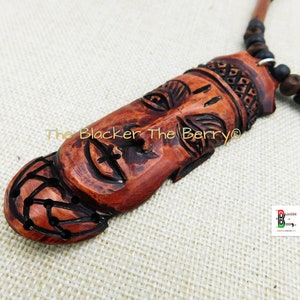 African Men Necklaces Mask Ethnic Black Brown Long Beaded Jewelry Black Owned