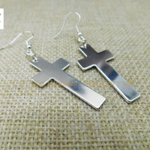 Silver Cross Earrings Christian Jewelry Woman Gift Ideas for Her Religious Spiritual Birthday Mothers Day