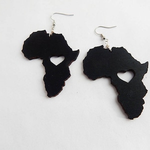 Afrika Ohrringe Holz Schwarz Afrika Form Schmuck Afrika Karte Kontinent Mutterland Afrika Ohrring Afrika Anhänger