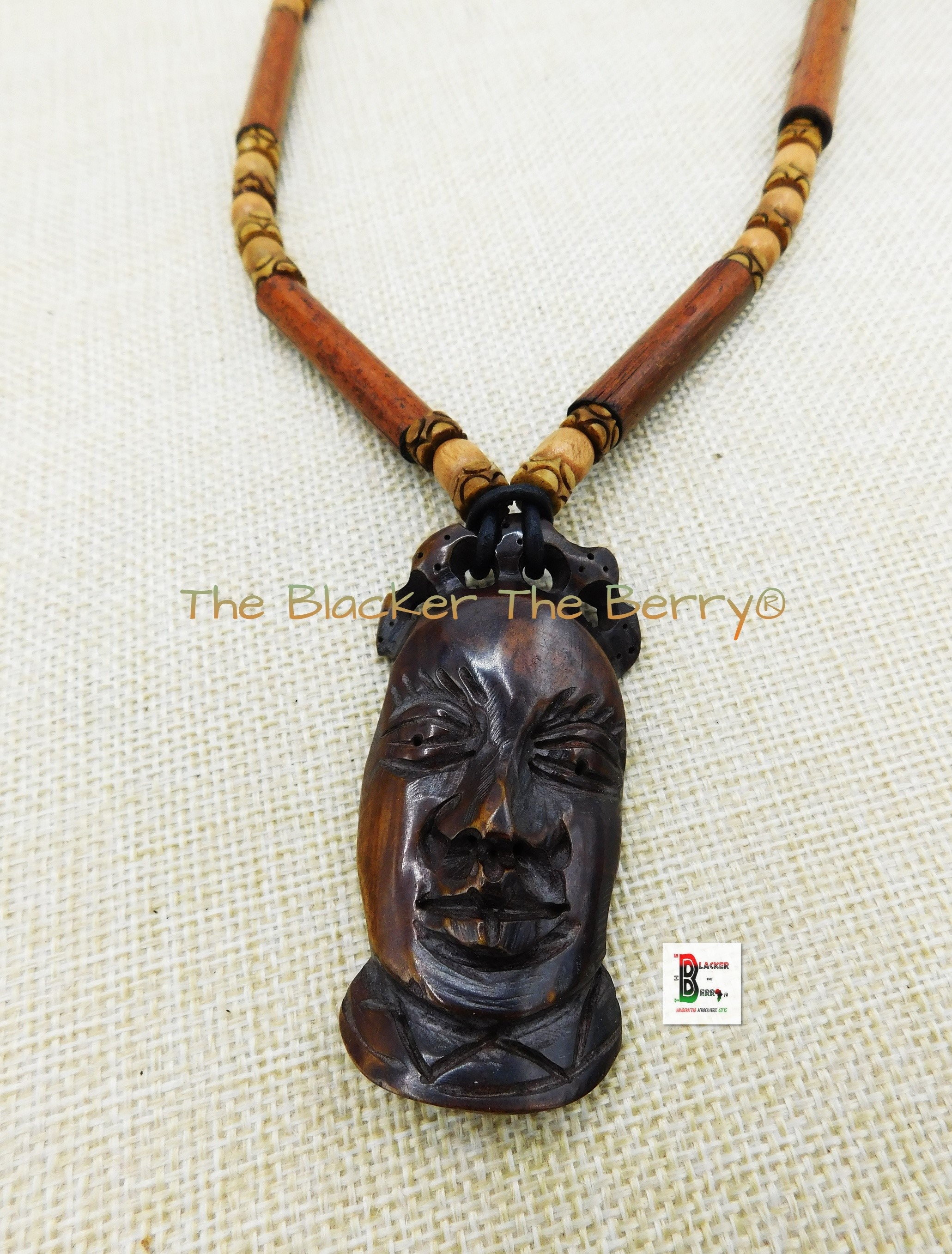 African Wooden Necklace Jewelry Mask Ethnic Tribal the Blacker - Etsy ...