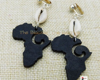 Afrique Noir Boucles d’oreilles en bois cauris femme