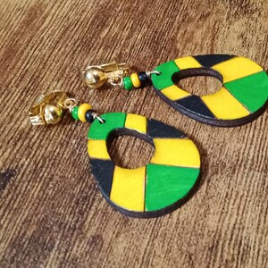 80s Wooden Drop Earrings African Jamaican