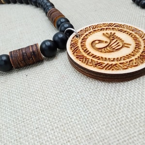 Africa Sankofa Necklace Men Adinkra Wood Black Handmade The Blacker the Berry Design Gift for Him