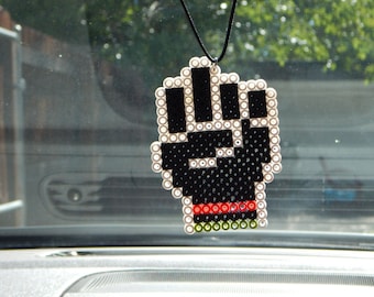 Power Fist Car Accessory Afrocentric Car Charm Red Black Green Rear Mirror Charm Black Power Fist Cute Car Accessories Perler Bead Art Cute