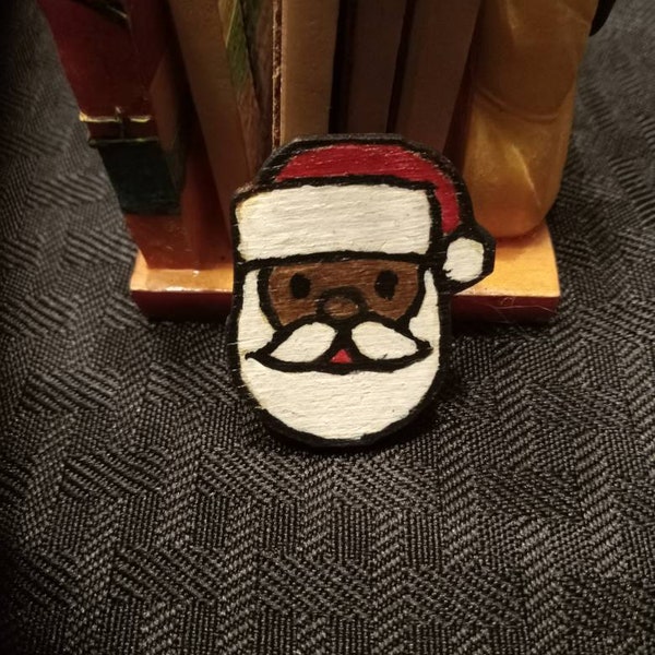 Broche de Père Noël afro-américaine, Épingle de Père Noël noire, Épinglette, Noël, Cadeau, Vacances