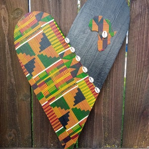 African Kente Wooden Wall Art Handmade Cowrie Home Decor Kwanzaa Christmas Gift
