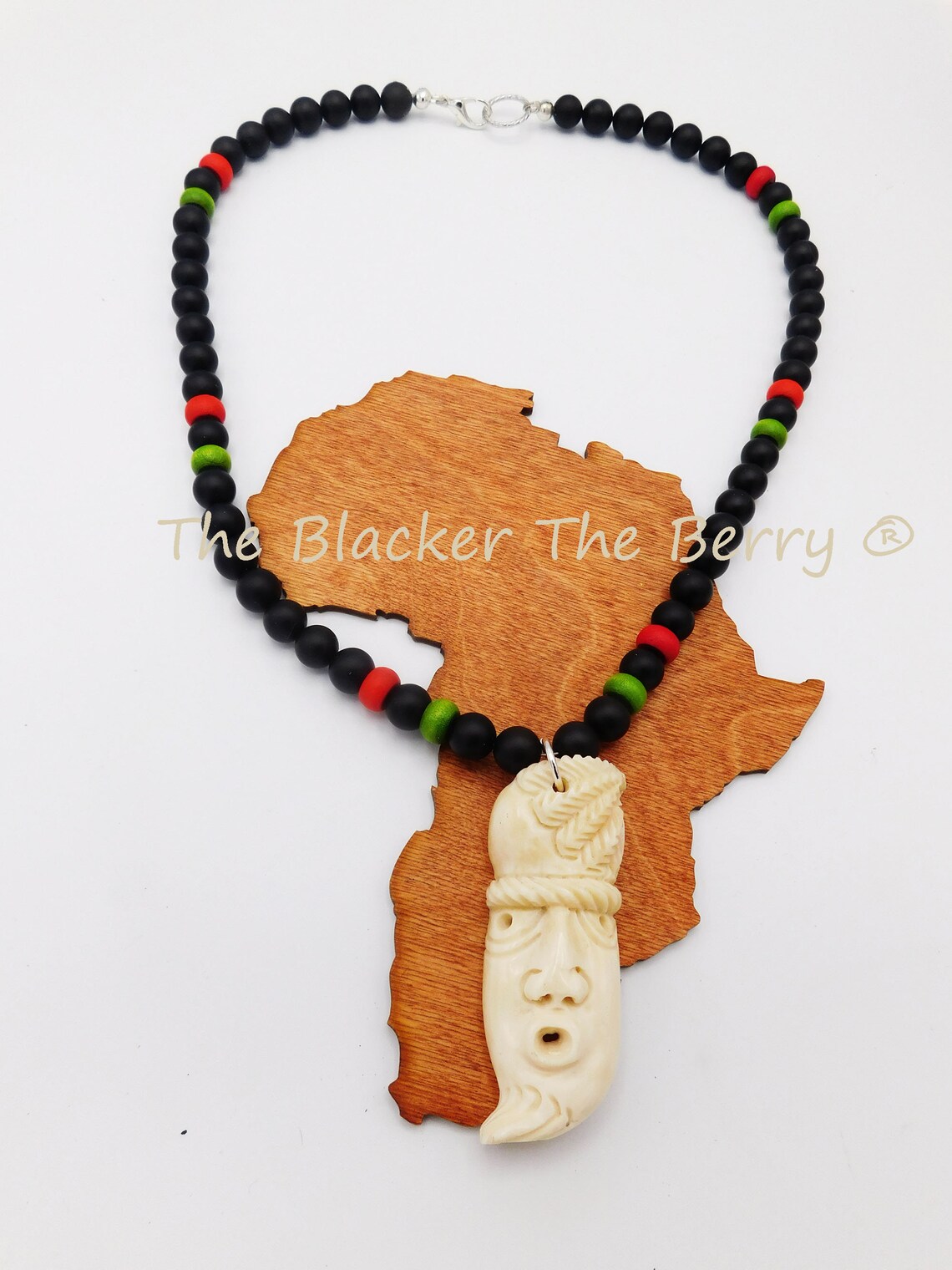African Bone Necklace Black Beaded Jewelry Ethnic Afrocentric the ...