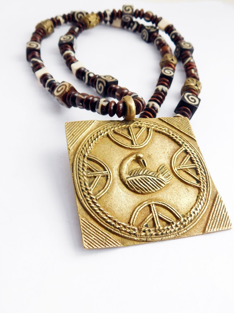 Sankofa Necklace Beaded Jewelry African Ethnic Men Gift Ideas for Him
