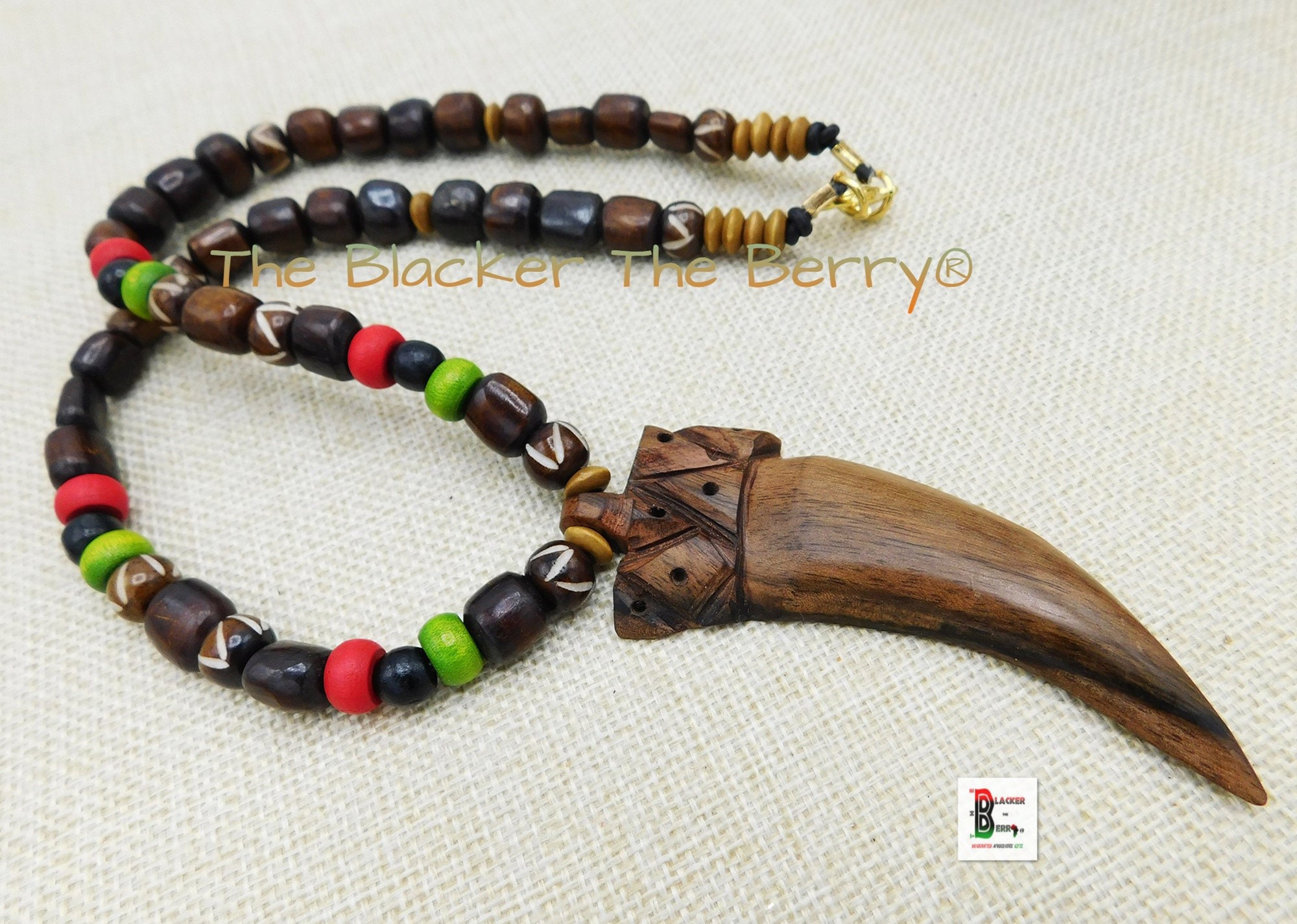 African Men Necklaces Ebony Wood Jewelry RBG Pan African Etsy