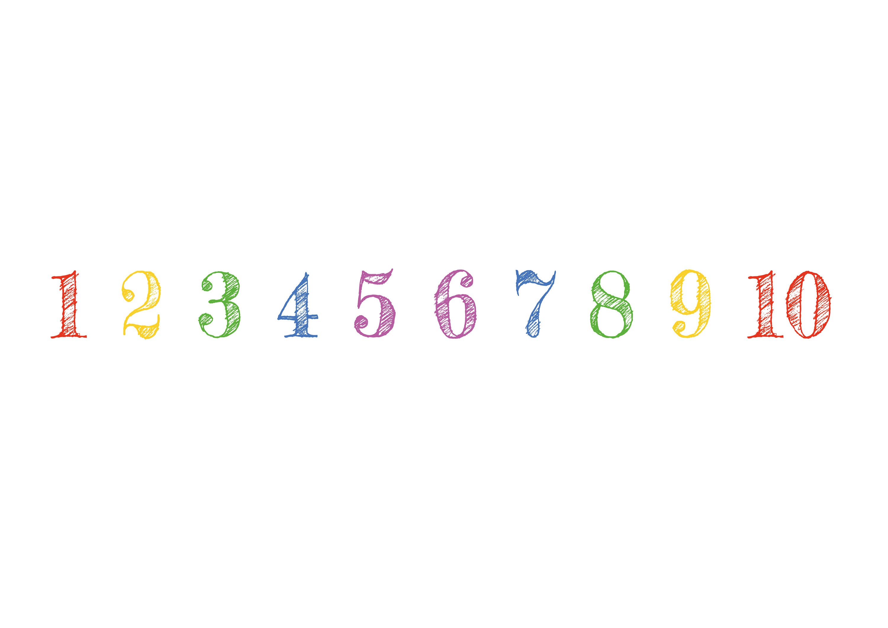 printable a4 numbers 1 10 digital download print rainbow etsy