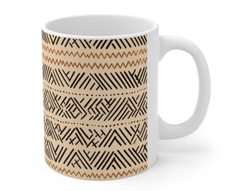 African Ethnic Mudcloth Print Ceramic Mug 11oz