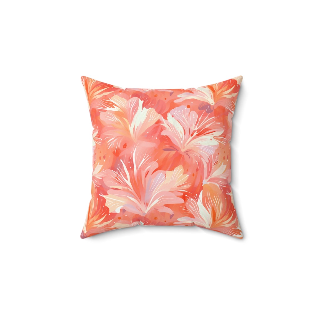 Floral Peach Fuzz Abtract Spun Polyester Square Pillow Cushion Etsy