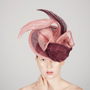 Gloria Hat, Sinamay Straw Handmade Hat, woman's mini hat fascinator, weddings, mother of the bride, racing royal ascot hat image 1