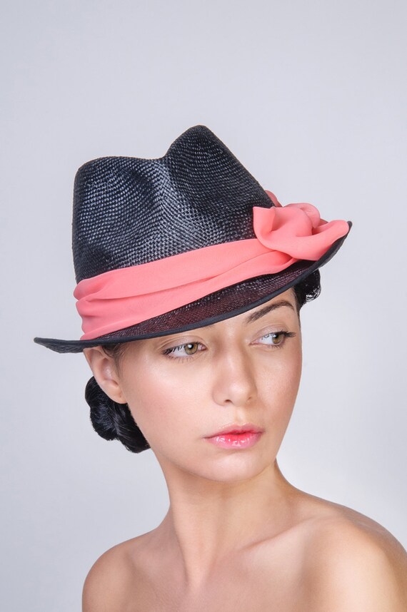 pink trilby hat