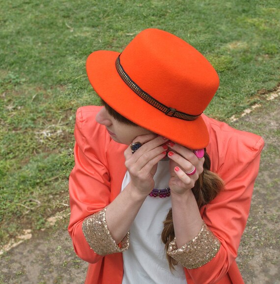orange brim hat