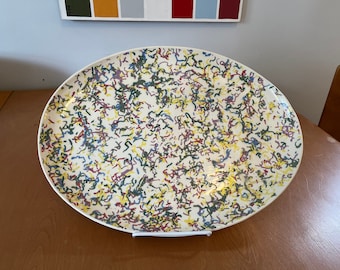 Confetti Serving Dish - Hand-Made White Stoneware w Inlay