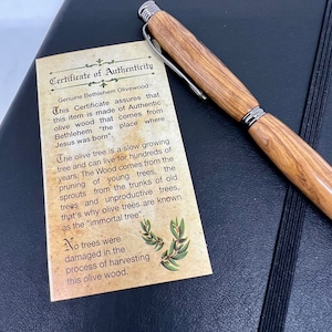 Wood Pen, Beautiful Hand-Turned Bethlehem Olive Wood, Heritage in Hand