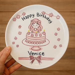 Birthday Plate, Hand Painted, Custom, Personalized, Cake, Happy Birthday